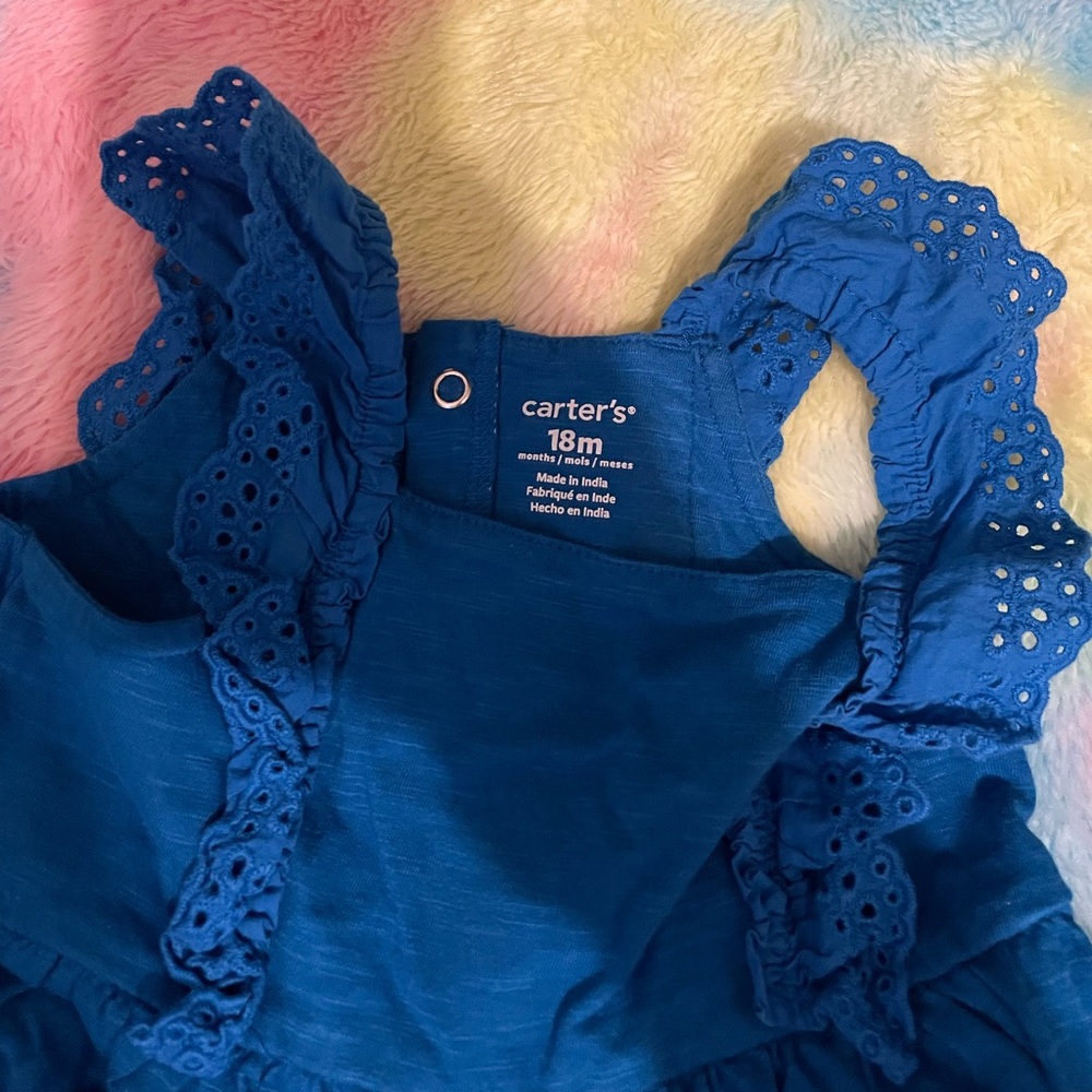 Navy blue baby girls dress with matching shorts
